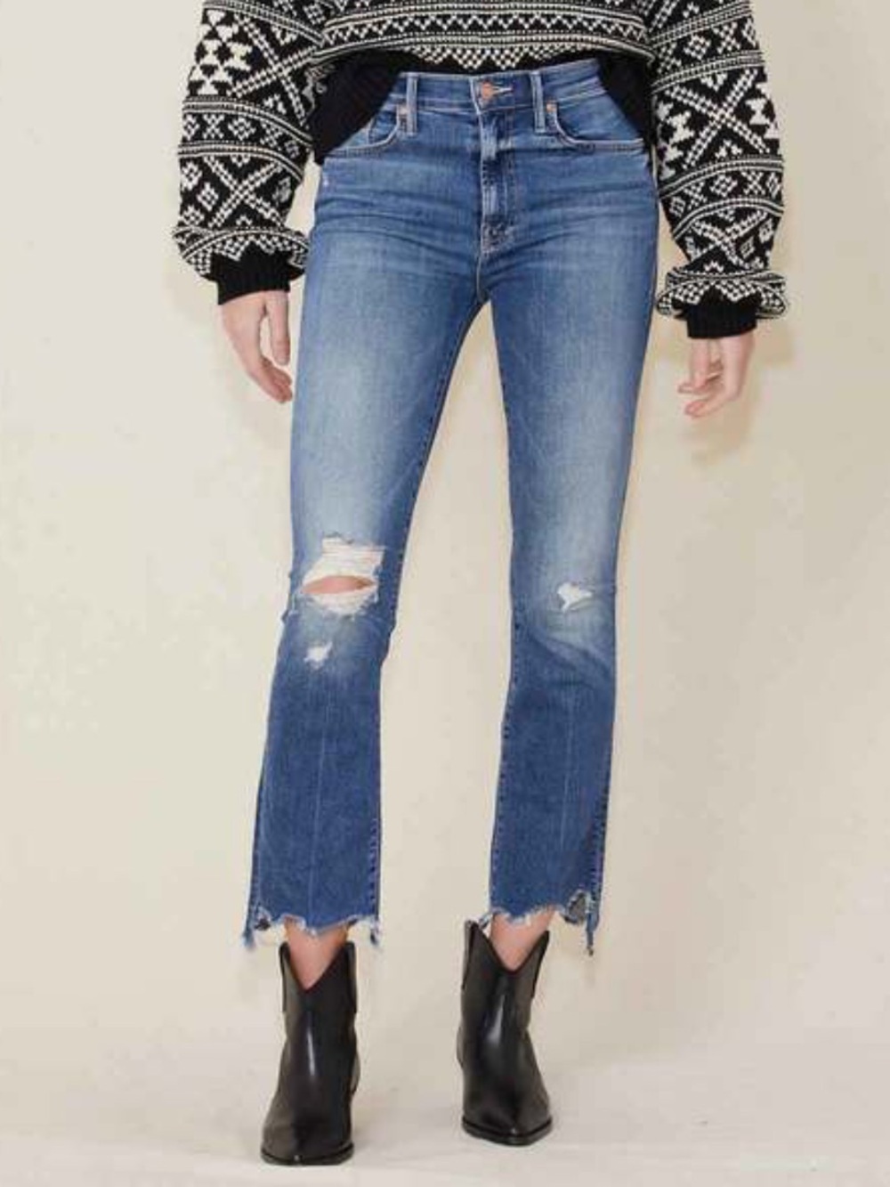 Mother denim The Insider Crop Step-Chew Denim Jeans